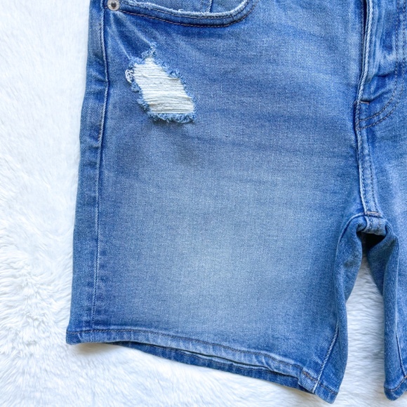 Lucky Brand The Roll Up Distressed Midrise Stretch Denim Jean Shorts - Picture 9 of 10